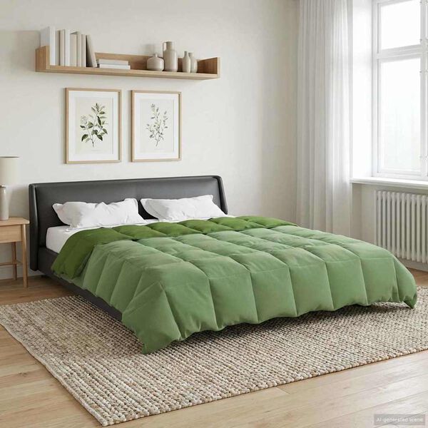 vidaXL Ganzjahresbettdecke Gepolstert Gr&uuml;n 220 x 240 cm Mikrofaser