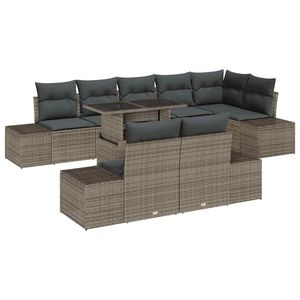 vidaXL Gartensofa-set mit Kissen 9 pcs Grau Poly-Rattan
