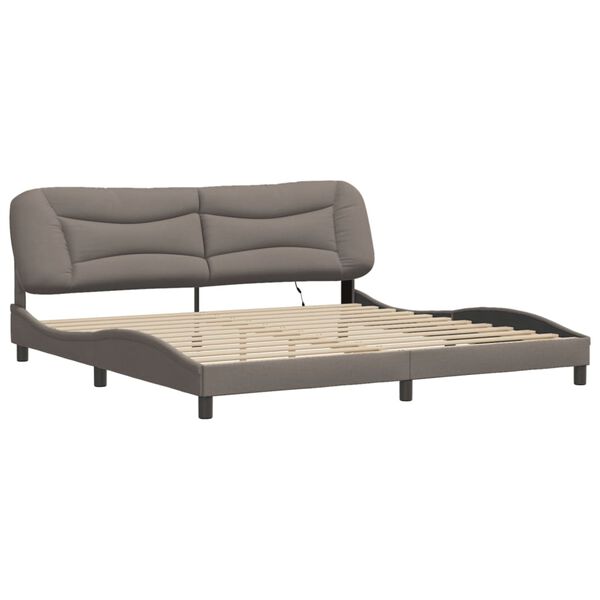 vidaXL Bettgestell mit LED ohne Matratze "Hvar" Taupe 200x200 cm Stoff
