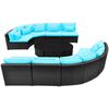 vidaXL 13-tlg. Garten-Lounge-Set mit Auflagen Poly Rattan Blau