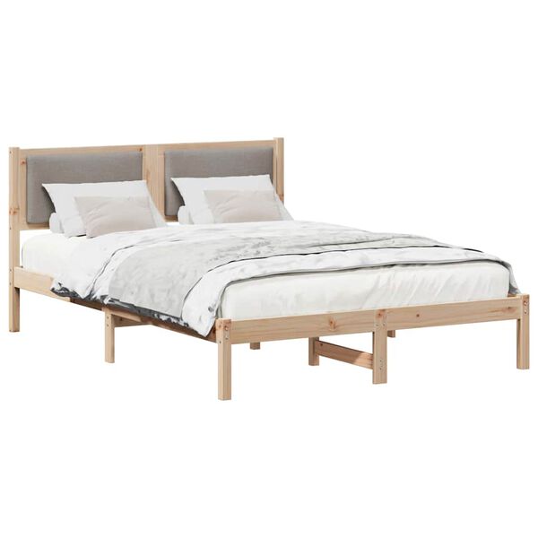vidaXL Bettrahmen mit Kopfteil Taupe 140 x 190 cm Massives Kiefernholz