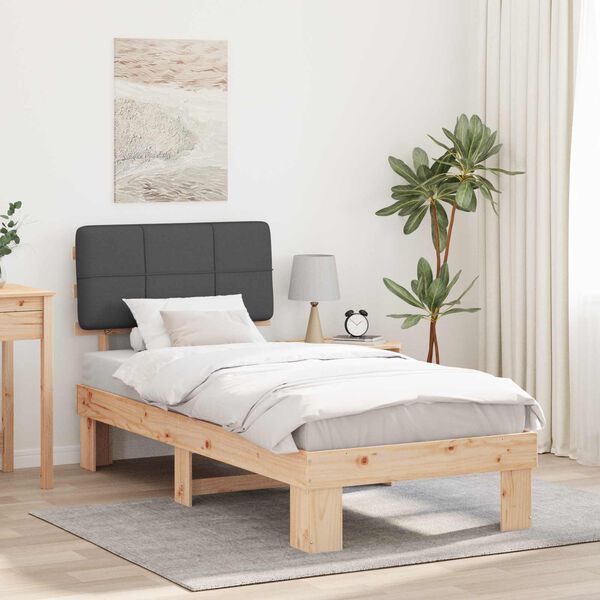 vidaXL Bettgestell mit gepolstertem Kopfteil Dunkelgrau 100 x 200 cm
