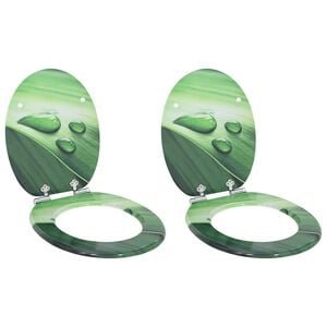 vidaXL Soft-Close Toilettensitz 2 Stk. Gr&uuml;ner Tropfen 44 x 38 cm