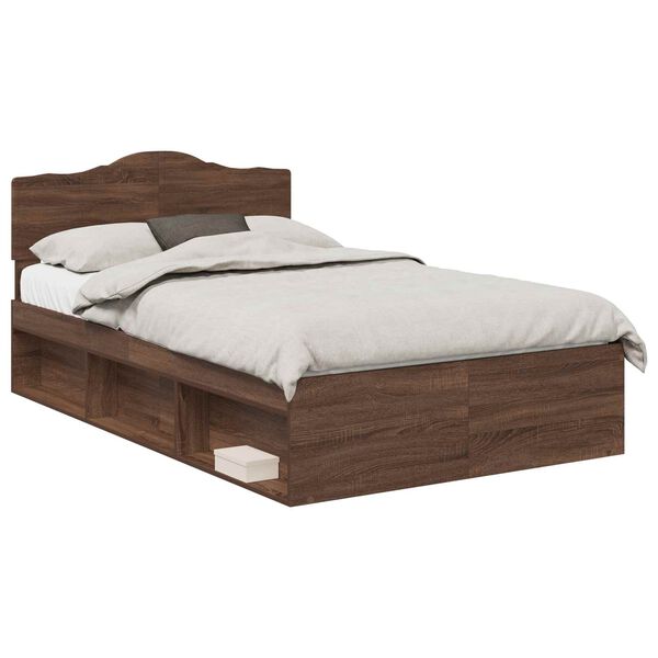 vidaXL Bettrahmen Braun Eichen-Optik 120 x 190 cm Massives Kiefernholz