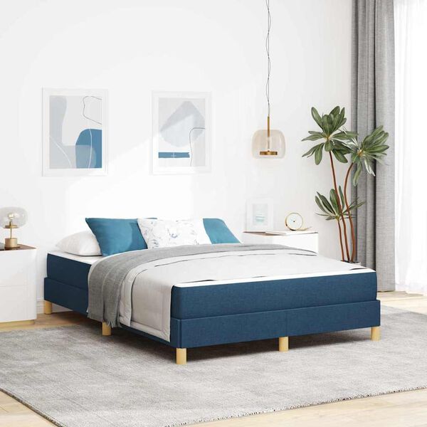 vidaXL Boxspringbett mit Matratze Blau 140 x 190 cm Stoff