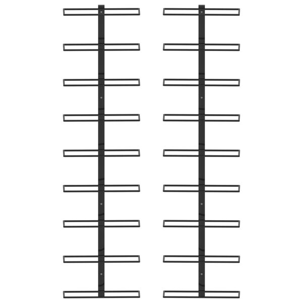 vidaXL Wand-Weinregale f&uuml;r 18 Flaschen 2 Stk. Schwarz Eisen