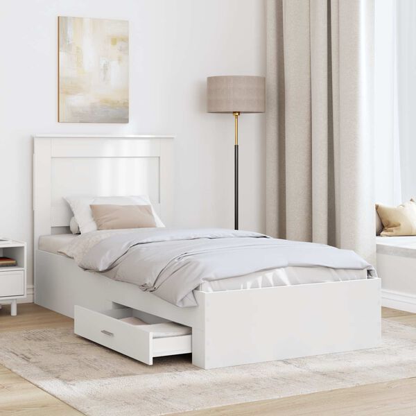 vidaXL Bettrahmen Wei&szlig; und Silber 75 x 190 cm Holzwerkstoff