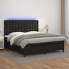 vidaXL Boxspringbett mit Matratze & LED Schwarz 160x200 cm Kunstleder