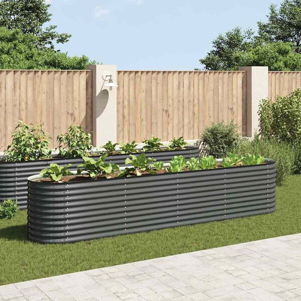 vidaXL Garten-Hochbeet 400 x 80 x 81 cm Verzinkter Stahl Grau