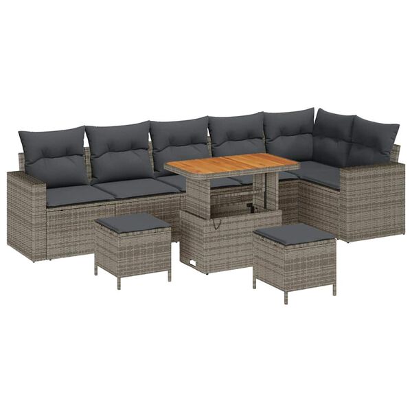 vidaXL Gartensofa-set 9 pcs Grau Poly-Rattan