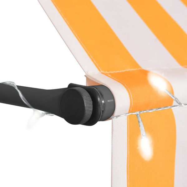 vidaXL Einziehbare Markise Handbetrieben mit LED 150 cm Wei&szlig; Orange