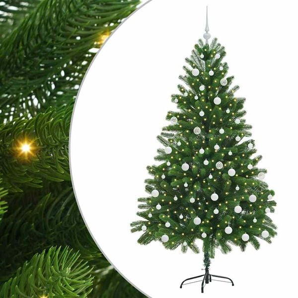 vidaXL Weihnachtsbaum mit 300 LEDs mit Ständer Grün 180 cm PE