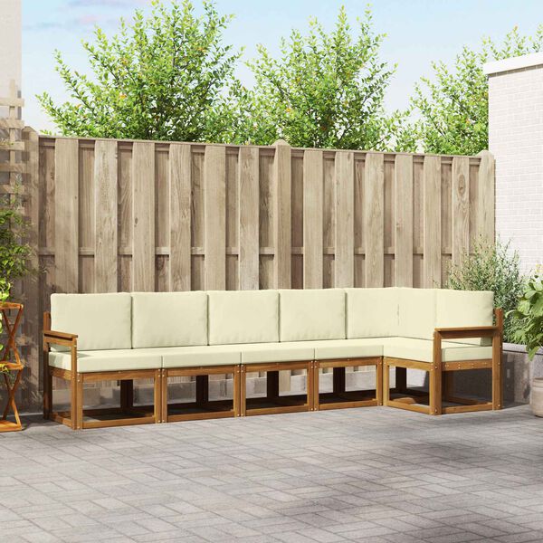 vidaXL Outdoor-Sofagarnitur mit Kissen 6 pcs Natur und Creme