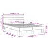 vidaXL Bettgestell Grau Sonoma 135x190 cm Holzwerkstoff und Metall