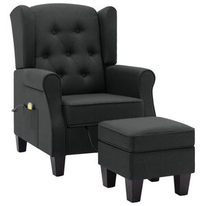 vidaXL Massagesessel mit Hocker Dunkelgrau Stoff