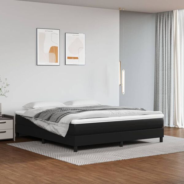 vidaXL Boxspringbettgestell Schwarz 180x200 cm Kunstleder