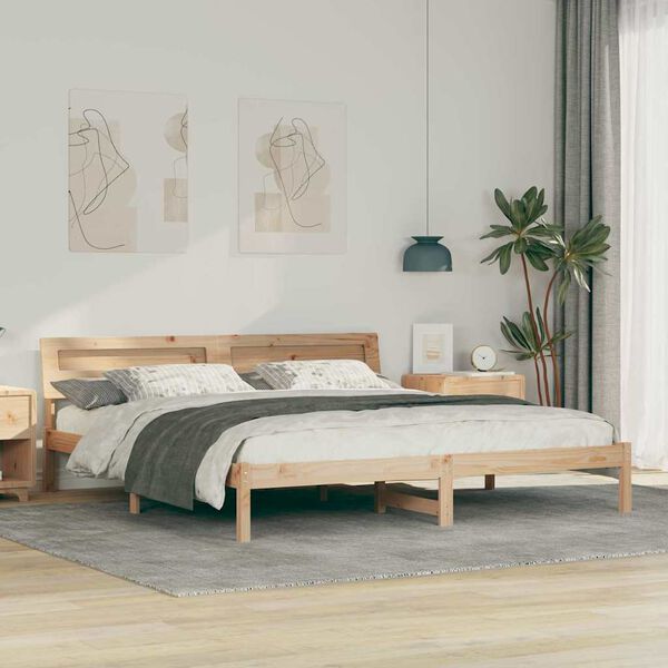 vidaXL Bettrahmen mit Kopfteil Braun 180 x 200 cm Massives Kiefernholz