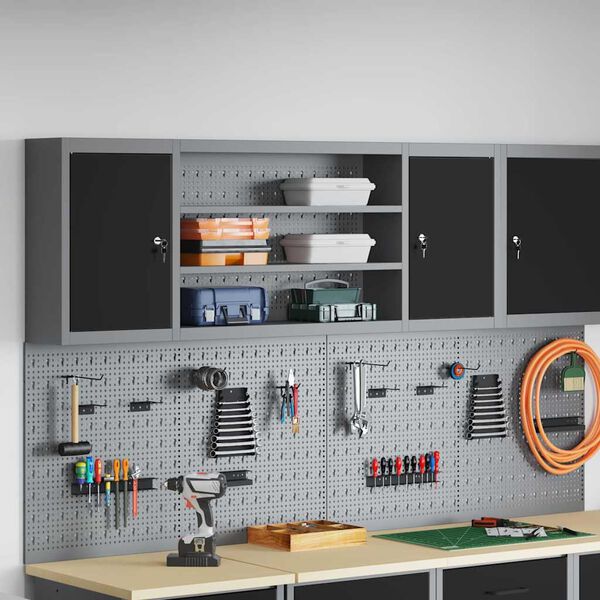 vidaXL Werkzeugschrank mit Regal Schwarz und Grau 50 x 20 x 55 cm