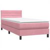 vidaXL Boxspringbett mit Matratze & LED Rosa 90x210 cm Samt