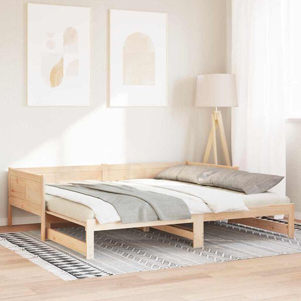 vidaXL Ausziehbares Tagesbett Braun 203,5 x 184 x 56,5 cm