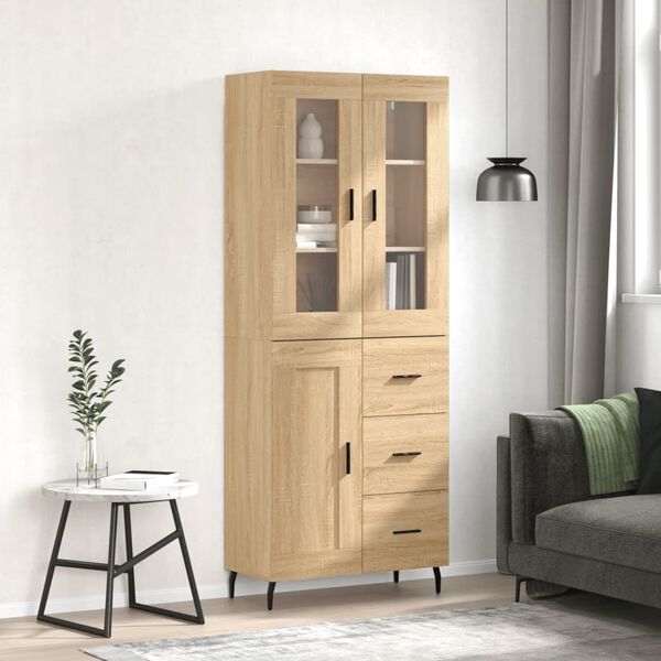 vidaXL Highboard Sonoma-Eiche 69,5x34x180 cm Holzwerkstoff