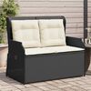 vidaXL Gartenbank Verstellbar mit Kissen Schwarz Poly Rattan
