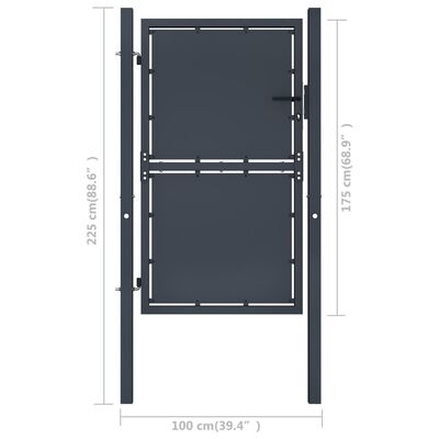 vidaXL Gartentor Stahl 100×175 cm Anthrazit