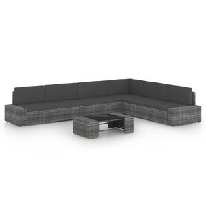 vidaXL 7-tlg. Garten-Lounge-Set mit Kissen Grau Poly Rattan
