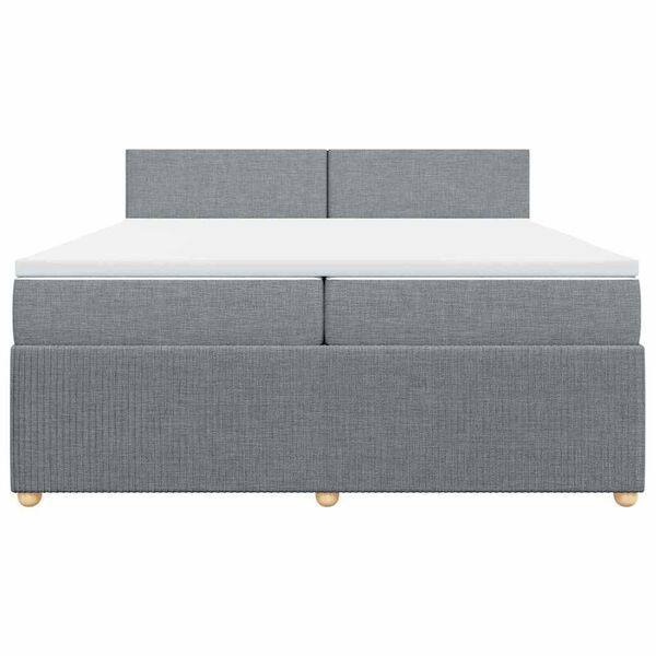 vidaXL Boxspringbett mit Matratze Hellgrau 200x200 cm Stoff