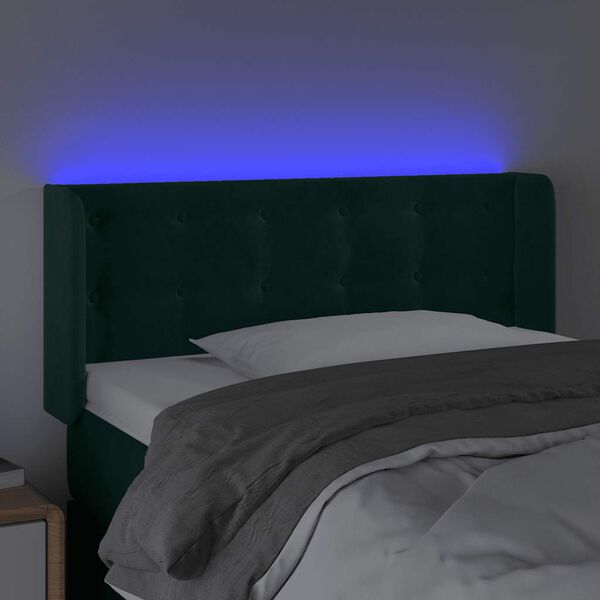 vidaXL LED Kopfteil Dunkelgr&uuml;n 93x16x78/88 cm Samt