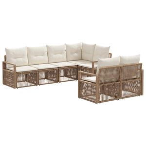 vidaXL Gartensofa-set 7 stk. 7-Sitzanzahl Beige Poly-Rattan