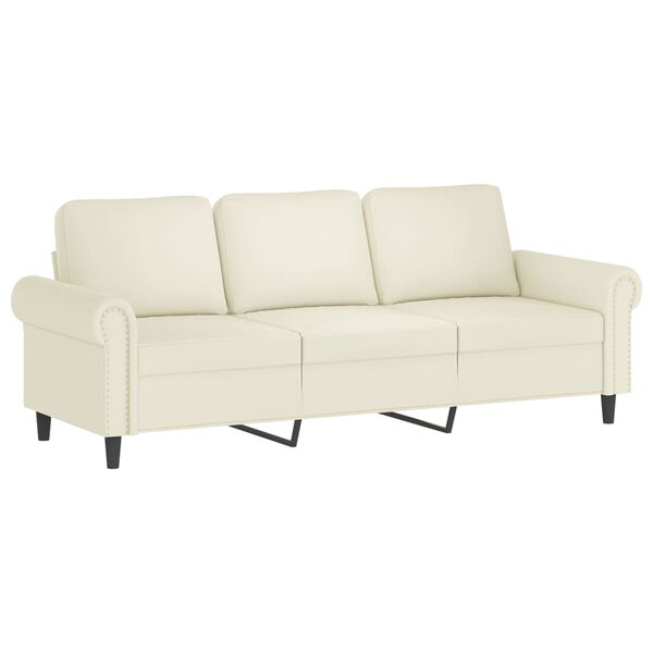 vidaXL 3-Sitzer-Sofa mit Zierkissen Creme 180 cm Samt
