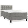 vidaXL Boxspringbett mit Matratze Hellgrau 90x190 cm Samt