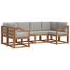 vidaXL Outdoor-Sofagarnitur mit Kissen 6 pcs Nat&uuml;rlich und Hellgrau
