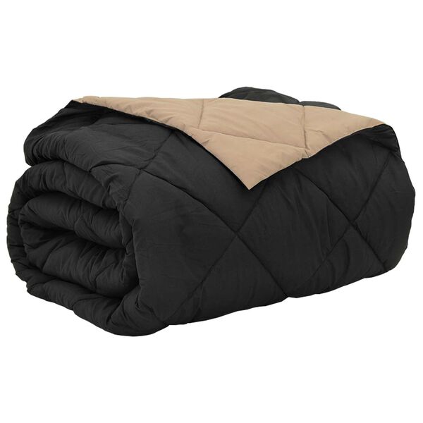 vidaXL Sommerdecke Schwarz und Taupe 220 x 260 cm Mikrofaser