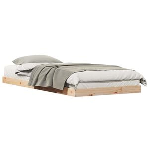 vidaXL Bodenbettgestell Natur 90 x 220 cm Massives Kiefernholz
