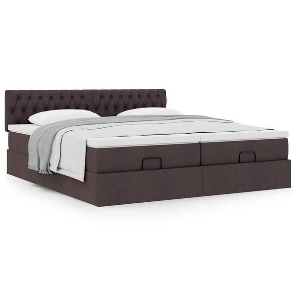 vidaXL Ottoman-Bett mit Matratzen Dunkelbraun 180x200 cm Stoff