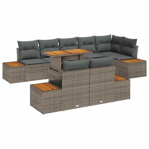 vidaXL Gartensofa-set 9 Stk. Grau und Braun