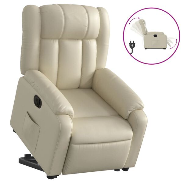 vidaXL Relaxsessel mit Aufstehhilfe Elektrisch Creme Kunstleder