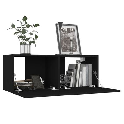 vidaXL 4-tlg. TV-Schrank-Set Schwarz Holzwerkstoff