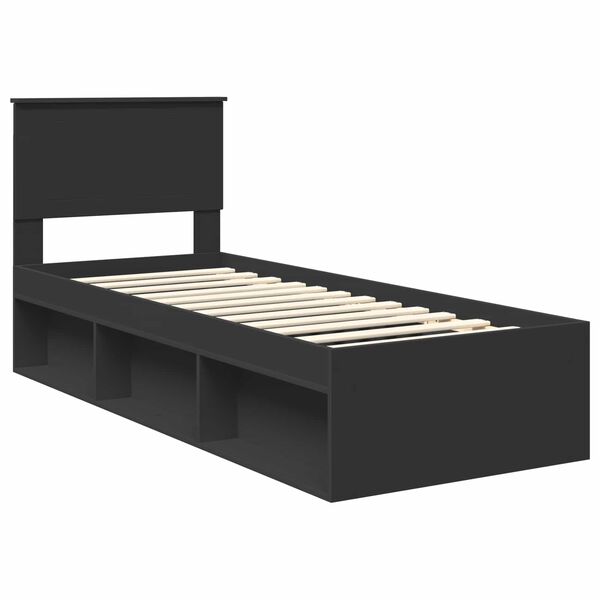 vidaXL Bettrahmen Schwarz 75 x 190 cm Massives Kiefernholz