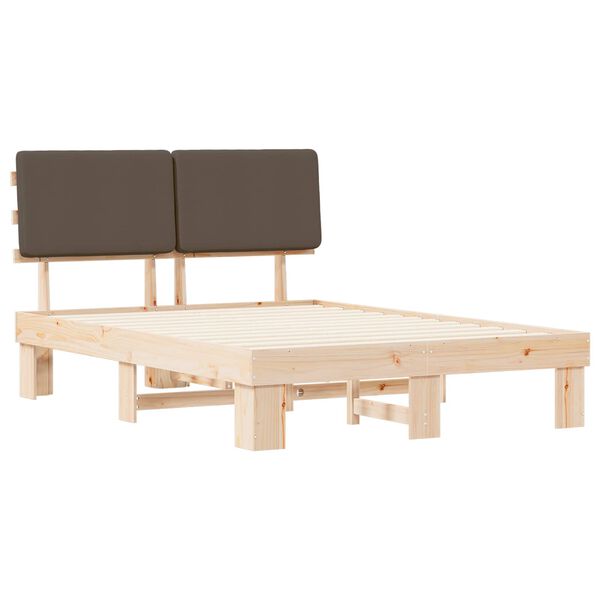vidaXL Bettgestell mit gepolstertem Kopfteil Taupe 135 x 190 cm
