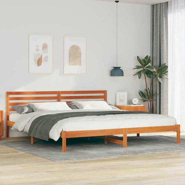 vidaXL Bettrahmen Wachsbraun 200 x 220 cm Massives Kiefernholz