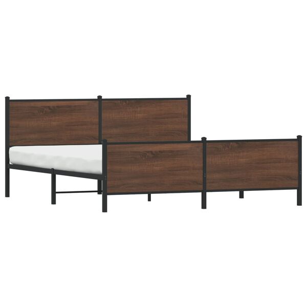 vidaXL Metallbett ohne Matratze Braun Eichen-Optik 180x200 cm