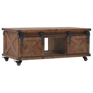 vidaXL Couchtisch Massivholz Tanne 91x51x38 cm Braun