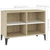 vidaXL TV-Schrank mit Metallbeinen Wei&szlig; Sonoma-Eiche 69,5x30x50 cm
