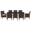 vidaXL Garten Essgruppe mit Kissen 9 pcs Braun Poly-Rattan