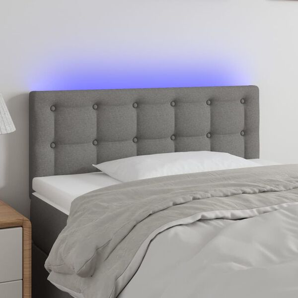 vidaXL LED Kopfteil Dunkelgrau 100x5x78/88 cm Stoff
