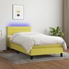 vidaXL Boxspringbett mit Matratze & LED Gr&uuml;n 100x200 cm Stoff