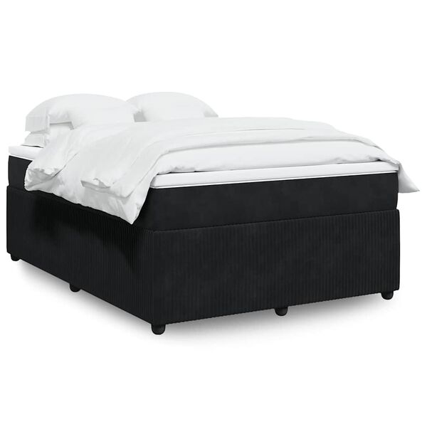 vidaXL Boxspringbett mit Matratze Schwarz 140x190 cm Samt